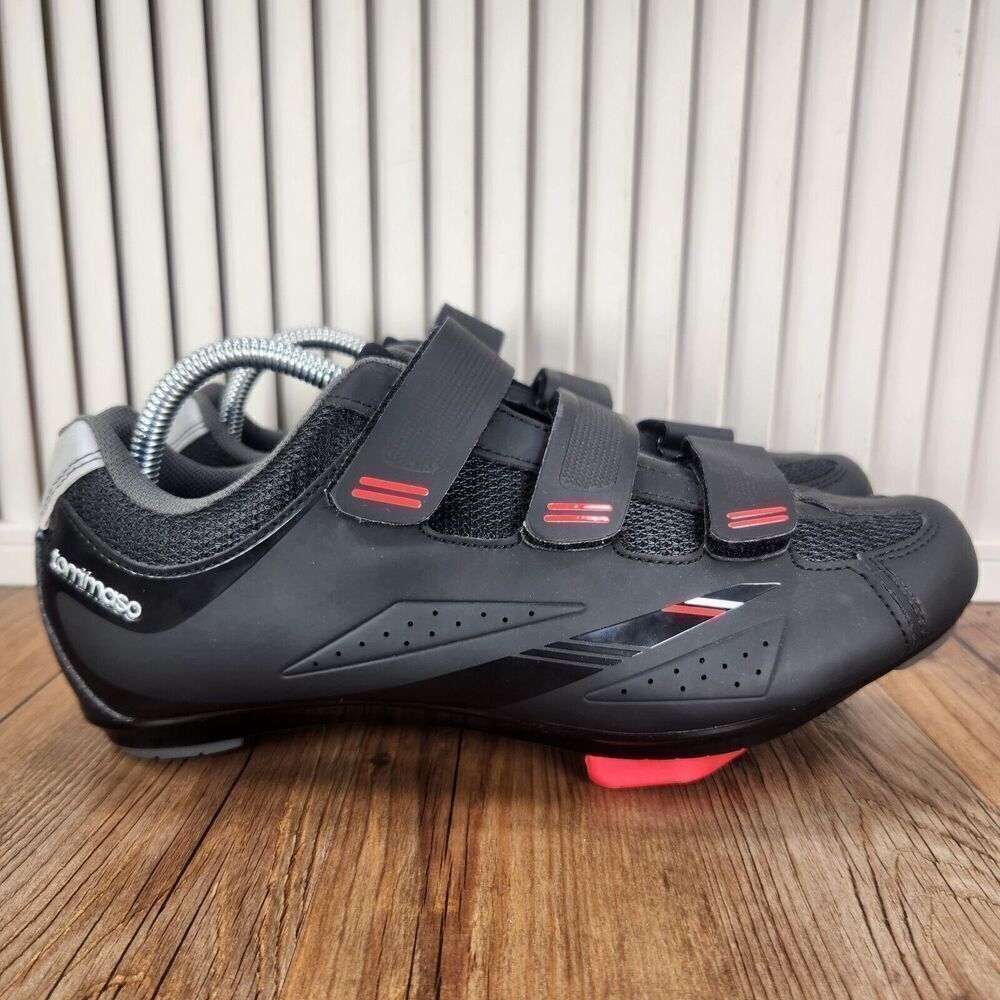 Tommaso Strada 100 Mens Sz 8 Black Road 3-Bolt Clips Speed Racing Cycling Shoes